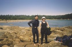 Gearing up on the rocks at Tribune Bay