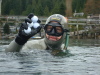 Manfred Lippe shows his finds at the 3rd annual Vancouver Apneist Underwater Easter Egg Hunt