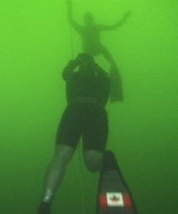 Competitor ascending to surface